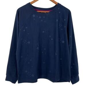 ANYBODY NWOT Star Fleece Pullover Loungewear Sweater Navy Size Medium